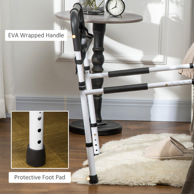 HOMCOM Safety Bed Rail, Height Adjustable Bed Assist Rail with Storage Pocket, Grab Bar for Disabled and Senior, White 