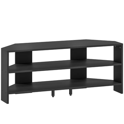 HOMCOM Corner TV Stand with 2 Open Shelves for 47 Inch TV - Black 