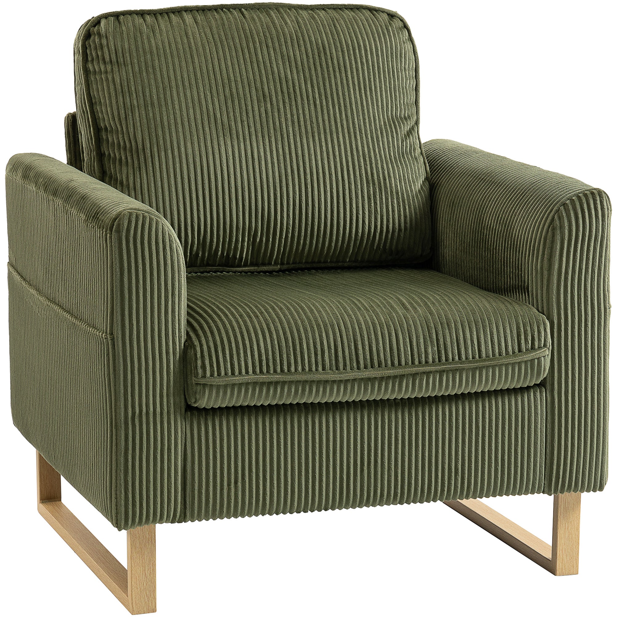 HOMCOM Accent Chair with Spring, Modern Industrial Armchair with Metal Legs for Livingroom Dark Green 