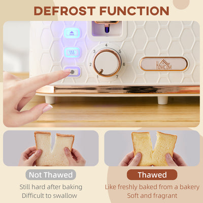 HOMCOM Four-Slice Honeycomb Toaster - White 
