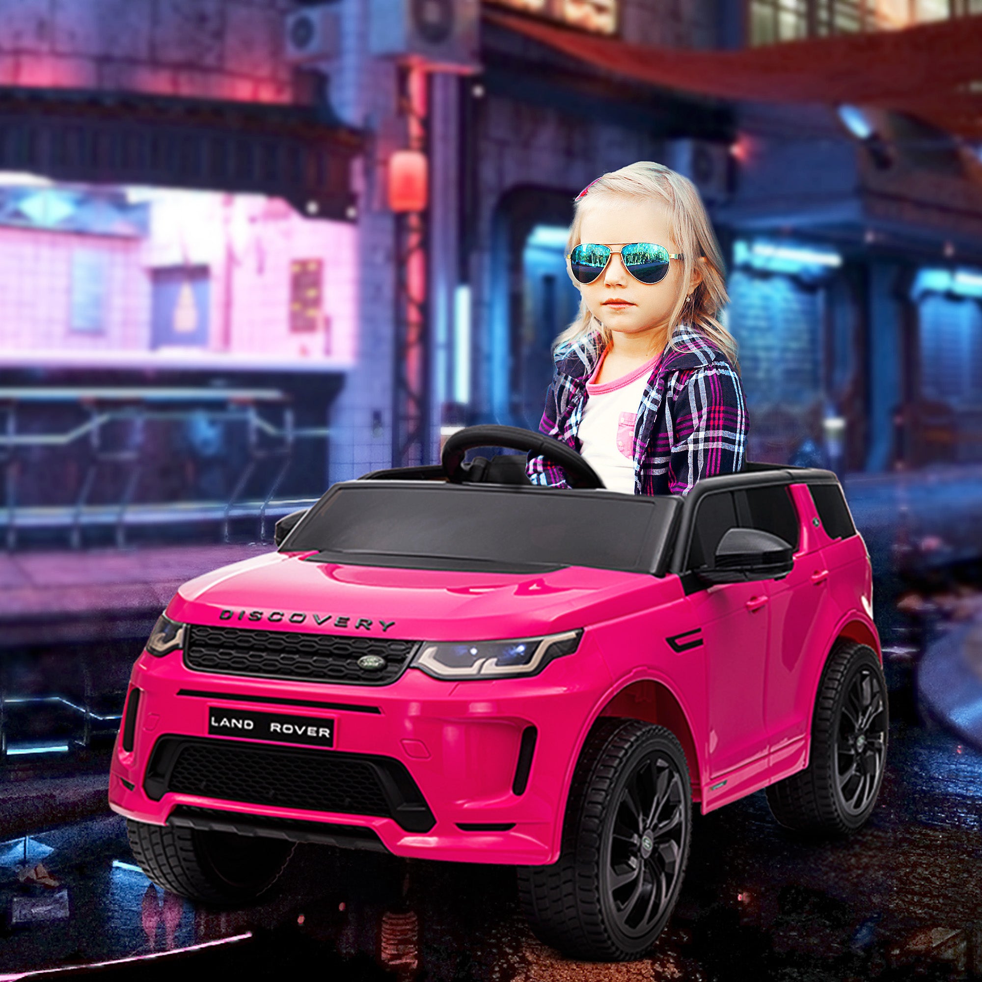 AIYAPLAY Licensed Land Rover Discovery Sport, 12V Kids Ride on Car w/ Remote Control, Lights, Music, Horn, for 3-6 Years, Pink 