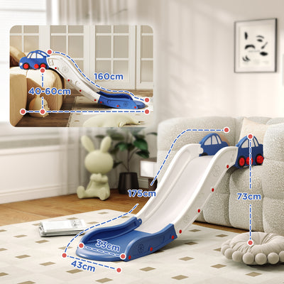 AIYAPLAY Kids Slide for Couch, Bed, Sofa, with Extended Length, Easy to assemble and Store, White and Blue 