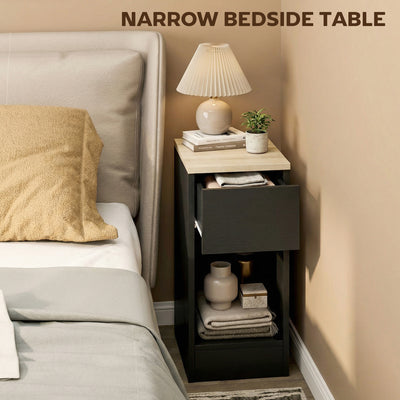 HOMCOM Set of Two Modern Storage Bedside Tables - Black 