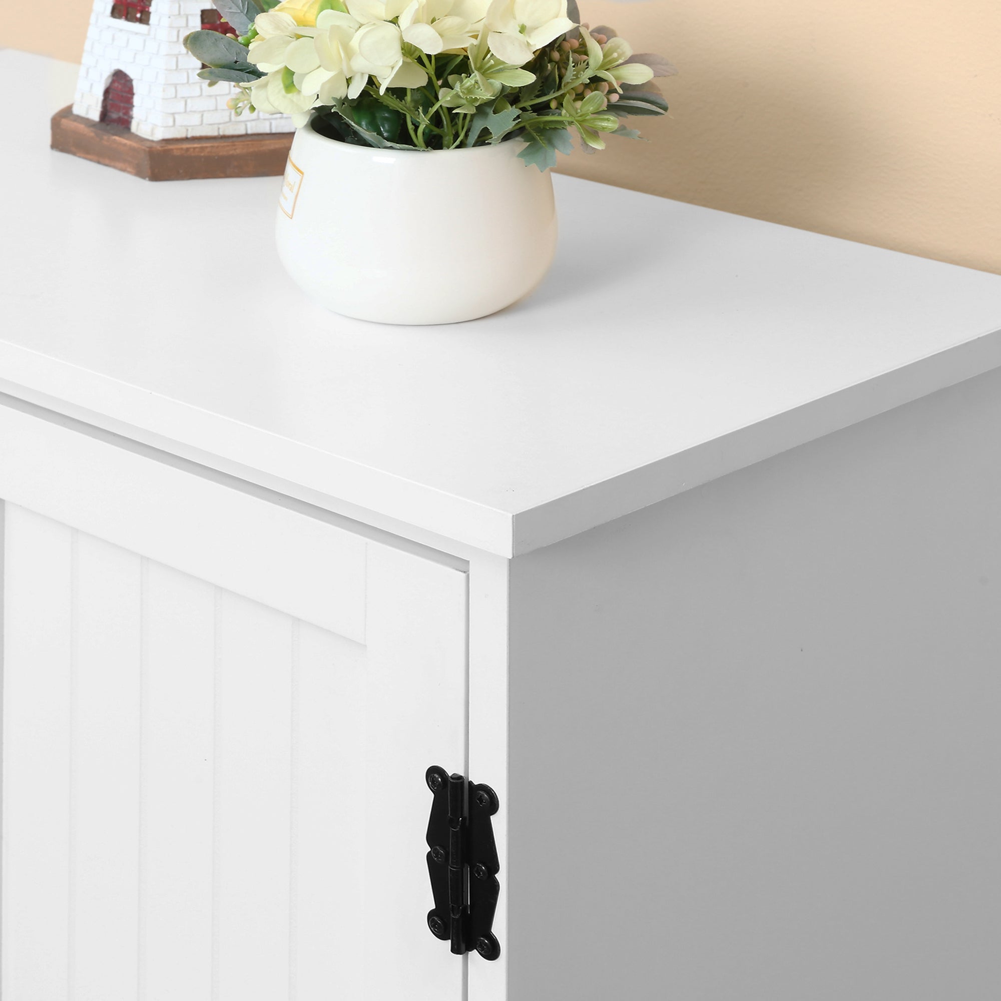 HOMCOM Accent Floor Storage Cabinet Kitchen Cupboard with Adjustable Shelves and 2 Lower Doors, White 
