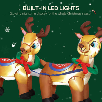 Outsunny 7.9ft Christmas Inflatable Santa on Sleigh with Two Reindeer, Outdoor Christmas Blow Up Decoration with Built-in LED Lights for Garden, Indoor Outdoor Home Decor 