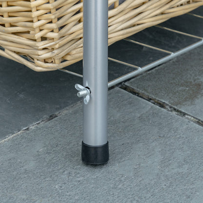 Outsunny Portable BBQ Charcoal Grill with 2 Wheels and Cooking Utensils, Smoker Grill with Lid for Outdoor Barbecues, Camping, Picnic, Courtyard 