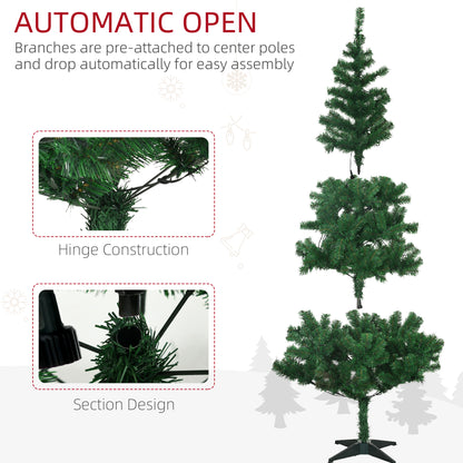 HOMCOM 6' Artificial Prelit Christmas Trees Holiday D\'c3\'a9cor with Warm White LED Lights, Auto Open, Tinsel, Ball, Star