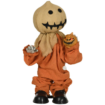 HOMCOM 77cm Halloween Scarecrow Decoration, Outdoor Activated Prop with Light Up Eyes, Sound Activated 