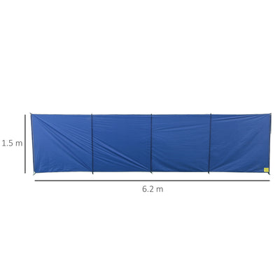 Outsunny Camping Windbreak, Foldable Portable Wind Blocker w/ Carry Bag and Steel Poles, Beach Sun Screen Shelter Privacy Wall, 620cm x 150cm 