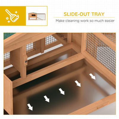 Pawhut Wooden Rabbit Hutch Guinea Pig hutch House 2 Tier with Rabbit Run for Outdoor Garden Backyard, 85 x 24 x 57cm 