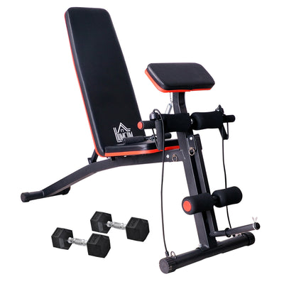 HOMCOM Adjustable Reclined Dumbbell Bench Weight Lifting Set Folding Sit Up Ab Bench Home Training Gym Multiuse Workout Exercise Fitness with 2 x 4kg Dumbbells 
