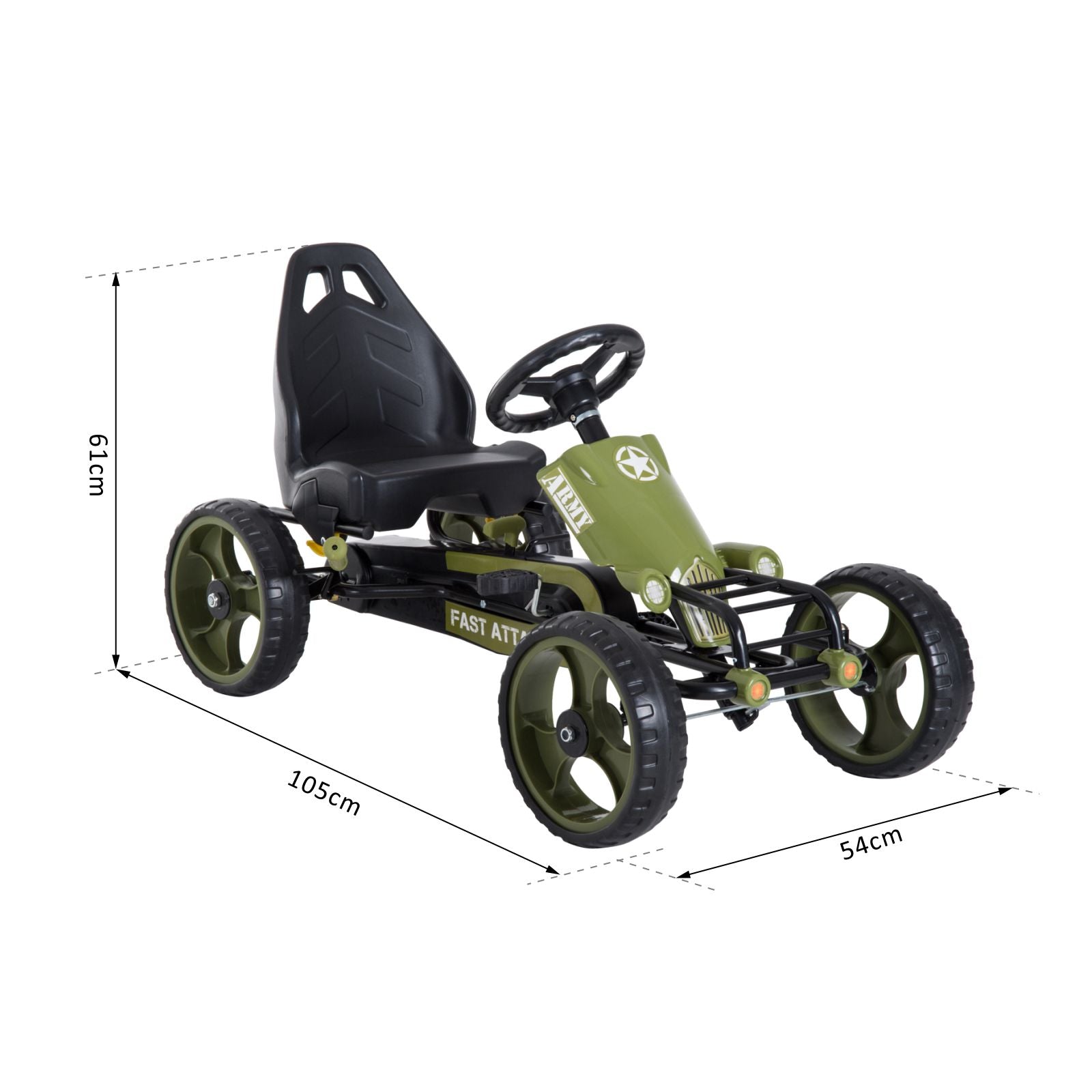 HOMCOM Kids Children Pedal Go Kart Ride On Racer Braking System Adjustable Seat Green 