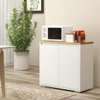 HOMCOM Kitchen Sideboard, Storage Cabinet with Double Doors and Adjustable Shelf for Living Room, Entryway, White 