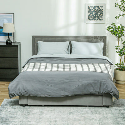 HOMCOM King Size Ottoman Bed Frame, with Front Drawer - Grey 