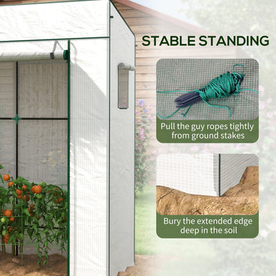 Outsunny PE Cover Walk-in Outdoor Greenhouse, White 