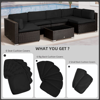Outsunny Garden Rattan Sofa Cushion Polyester Cover Replacement Outdoor- No Cushion Included, Black 