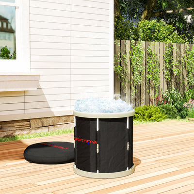 SPORTNOW Ice Bath Tub Outdoor, 210L Portable Cold Water Therapy Tub, Recovery Cold Plunge Pool with Lid, Cover and Carry Bag for Athletes, Black 