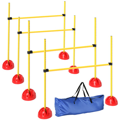 PawHut 4 Piece Dog Agility Equipment with 4 Hurdle & Carry Bag for Jump Training, Yellow 