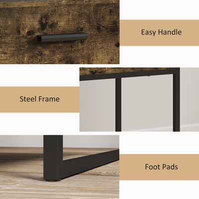 HOMCOM Modern Bedside Table - Rustic Brown 
