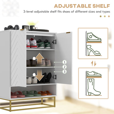 HOMCOM Shoe Storage Cabinet, Modern Shoe Cupboard with Open Shelf, Adjustable Shelf, 6 Vents, Shoe Rack for 12 Pairs of Shoes 
