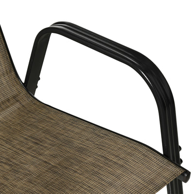 Outsunny Set of Four Stackable Mesh Seat Chairs - Mixed Brown 