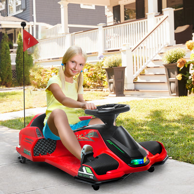 HOMCOM 12V Kids Electric Go Kart with Music, LED Lights, Slow Start, Red 