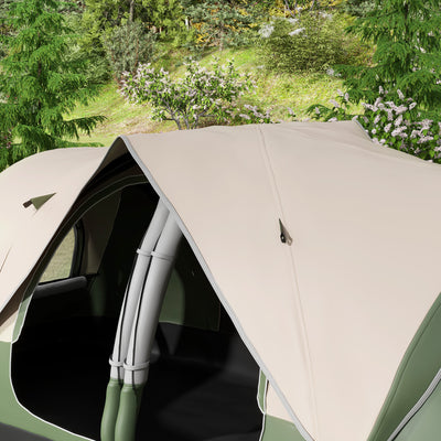 Outsunny Camping Tent for 6-8 Man with 2000mm Waterproof Rainfly and Carry Bag for Fishing Hiking Festival, Dark Green 