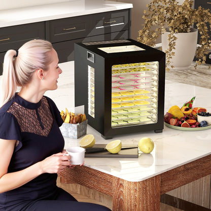 HOMCOM 12-Tray 40-70℃ Food Dehydrator - Black