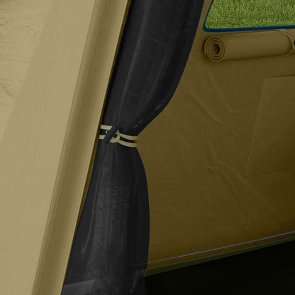 Outsunny Inflatable Camping Tent w/ Hand Pump, Easy Setup 1/2 Person Blow Up Tent Waterproof 190T Taffeta w/ Mesh Windows, Doors and Carry Bag, Brown 