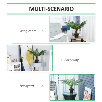 Outsunny 60cm/2FT Artificial Palm Tree Decorative Plant 8 Leaves with Nursery Pot, Fake Tropical Tree for Indoor Outdoor Décor 