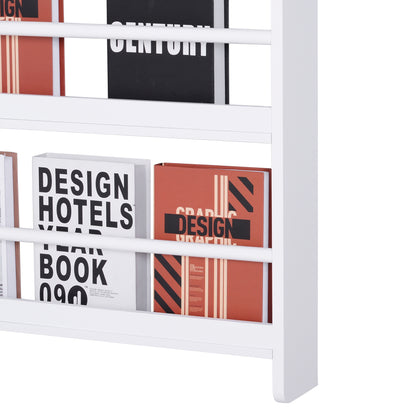 HOMCOM Wood Wall/Standing Magazine Holders Book Rack Shelf 4 Tiers Space Saving Design Water Resist Home Office Decoration 