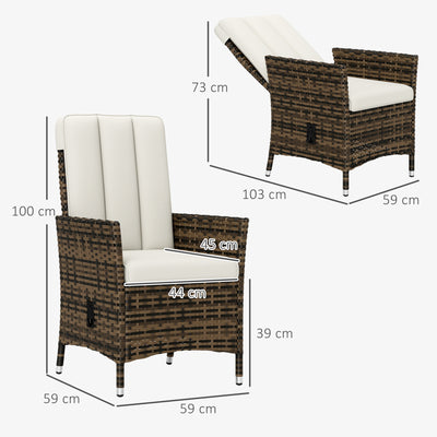 Outsunny 105°-150° Reclining Rattan Chair - Cream 