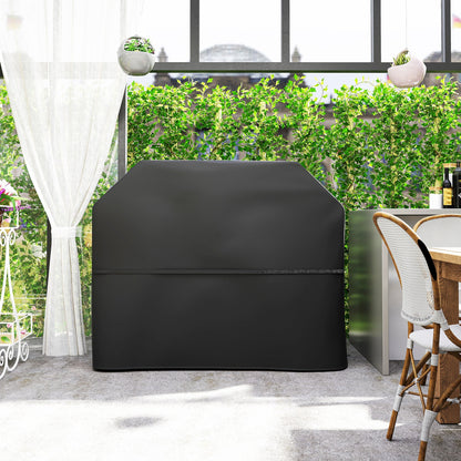 Outsunny BBQ Cover for Rectangular Gas Grill, 600D UPF30+ Oxford Fabric Barbecue Cover for Waterproof Protection Rip-Proof, with Windproof Hook and Loop Fasteners, Vents, 147 x 61 x 122 cm, Black 