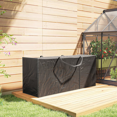 Outsunny 720 L Outdoor Garden Cushion Storage Bag, Heavy Duty 600D Oxford Fabric Waterproof Garden Furniture Cushion Storage Bag with 2-Way Zip for Tent, Christmas Tree, 175 x 55 x 75 cm, Black 