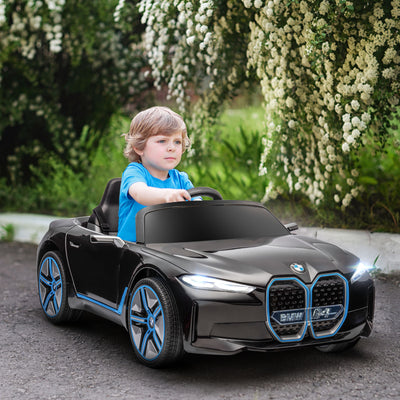 HOMCOM BMW i4 Licensed 12V Kids Electric Ride-On Car, with Remote Control, Portable Battery, Music, Horn, Headlights - Black 