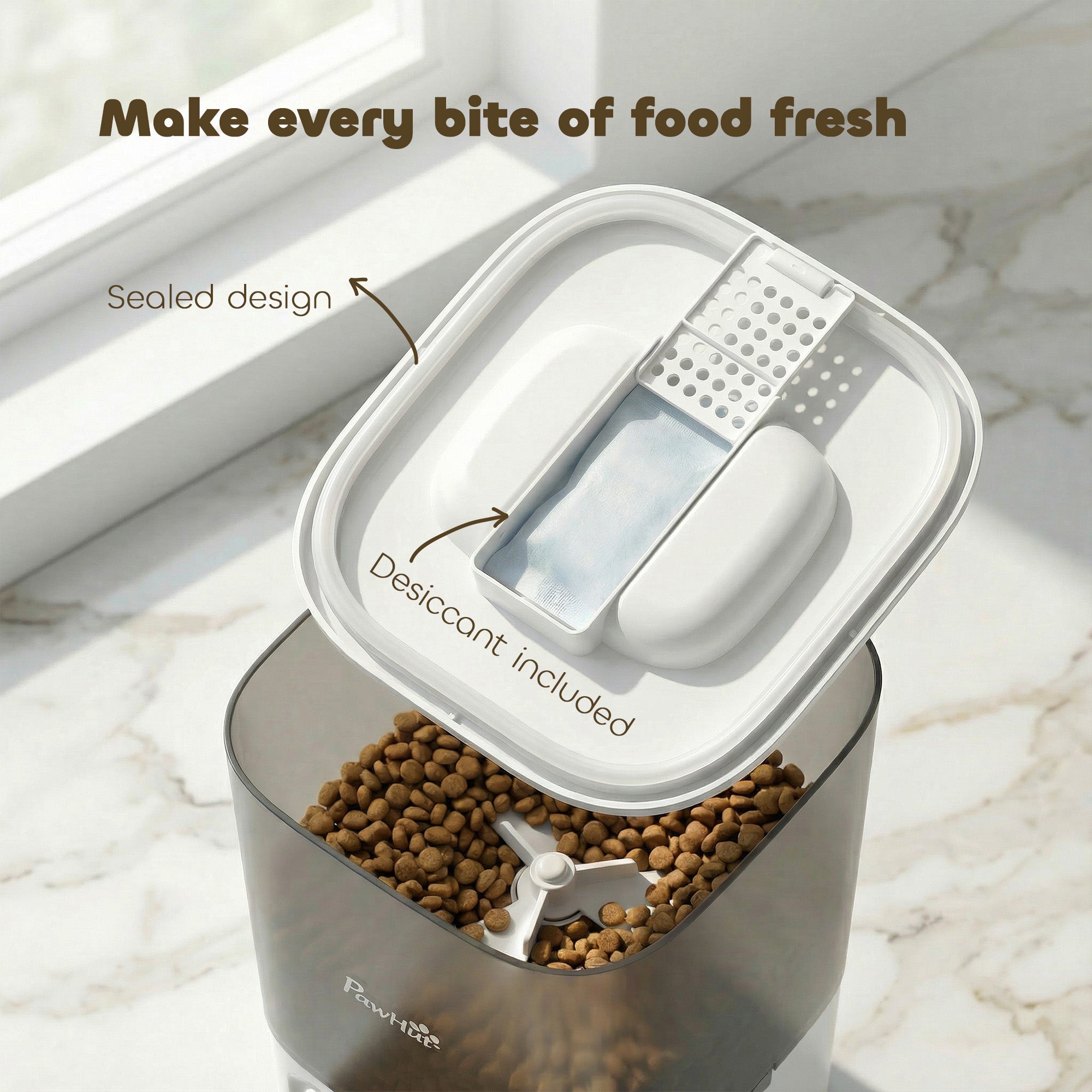 PawHut Programmable Automatic Cat Feeder with Timer Up to 6 Meals Per Day, 10s Voice Recorder, Portion Control 