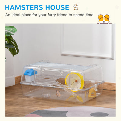 PawHut Hamster Cage, 2 Tier Gerbil Cage with Running Wheel, Water Bottle, Dish 