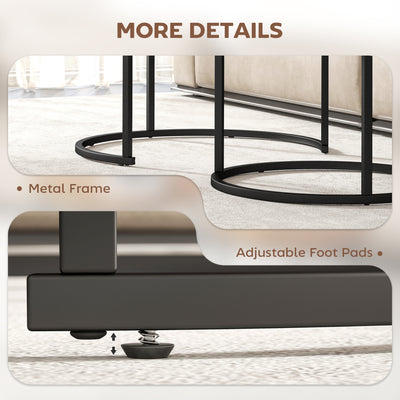 HOMCOM Coffee Table Set of 2, Round Nest of Tables with Metal Frame, Modern Side Tables for Living Room, Rustic Brown 