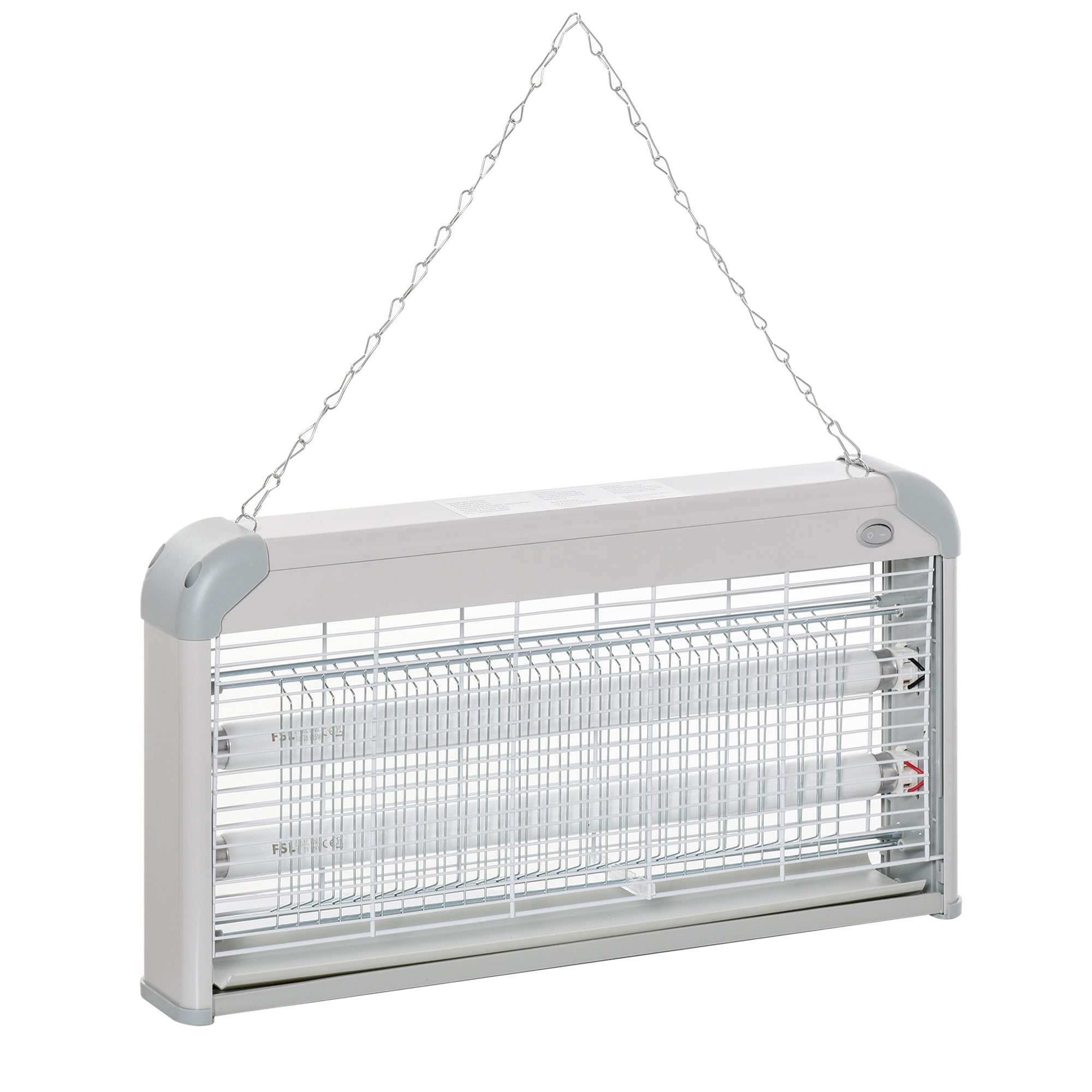 Outsunny Wall Hanging Bug Zapper, 30W Electric Fly Zapper Mosquito Killer, 60㎡ Coverage Insect Killer, Indoor Outdoor Use, Grey 