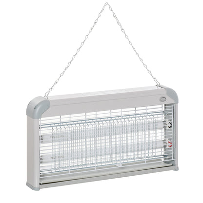 Outsunny Wall Hanging Bug Zapper, 30W Electric Fly Zapper Mosquito Killer, 60㎡ Coverage Insect Killer, Indoor Outdoor Use, Grey 