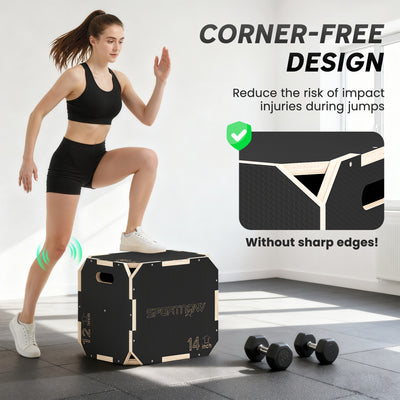 SPORTNOW Non-Slip Plyo Box, Corner-free Wooden Jump Box, 31 x 36 x 41 cm 