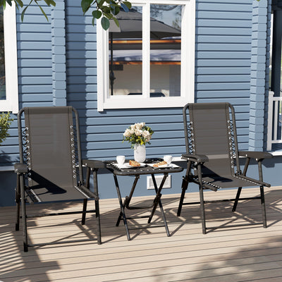 Outsunny Three-Piece Garden Table and Chair Set - Black 