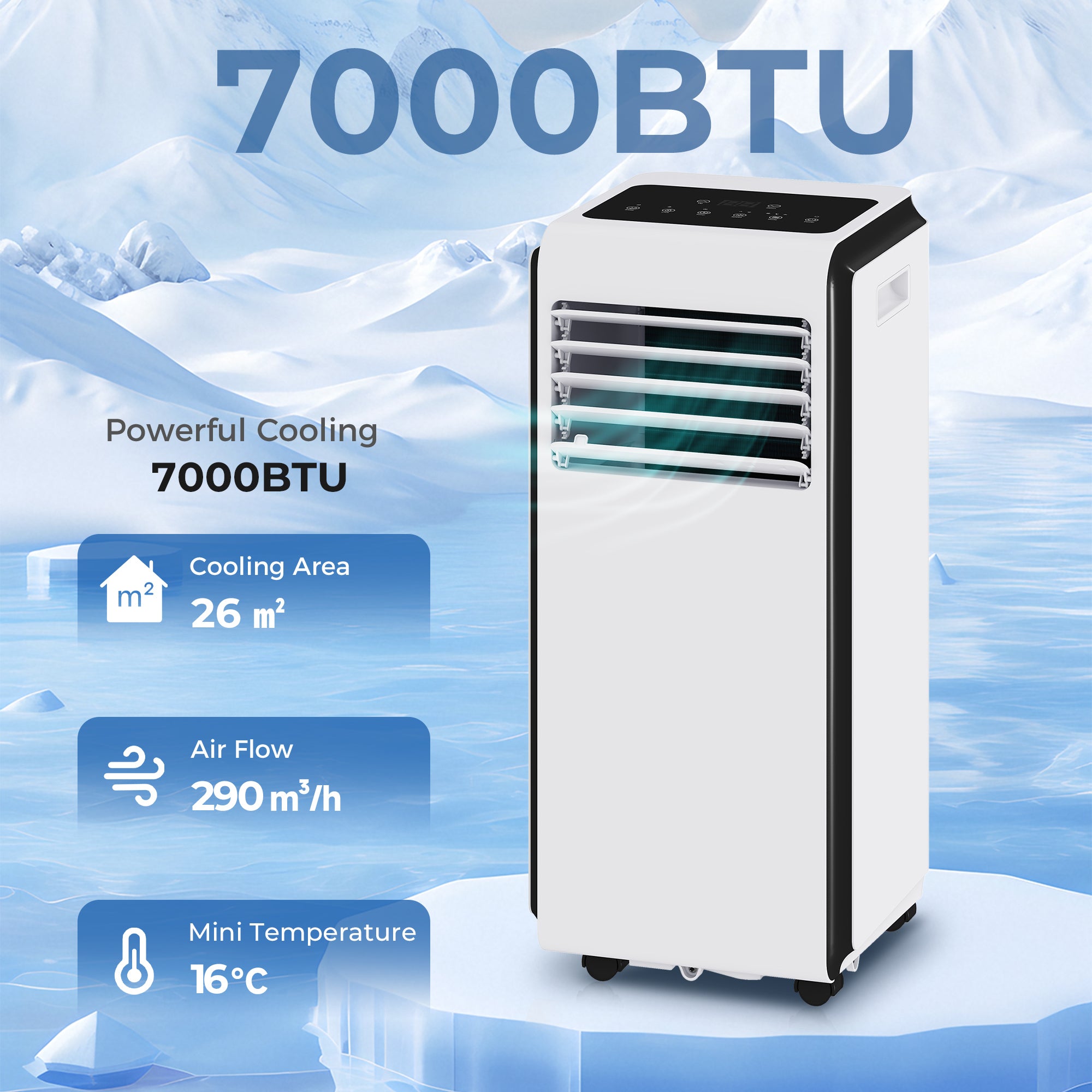 HOMCOM Portable Air Conditioner 7000 BTU, 4-in-1 Air Conditioning Unit with Cooling, Dehumidifier, Fan, Sleep Mode, White 