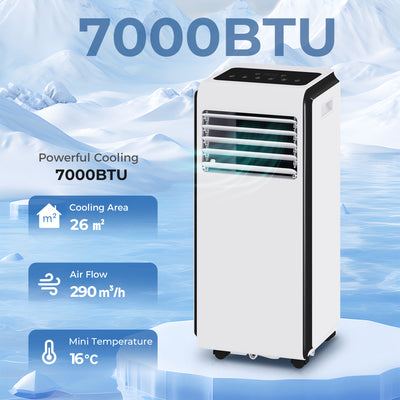 HOMCOM Portable Air Conditioner 7000 BTU, 4-in-1 Air Conditioning Unit with Cooling, Dehumidifier, Fan, Sleep Mode, White 
