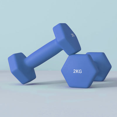 SPORTNOW 2 x 2kg Hexagonal Dumbbells Weights Set with Non-Slip Grip for Home Gym Workout, Blue 