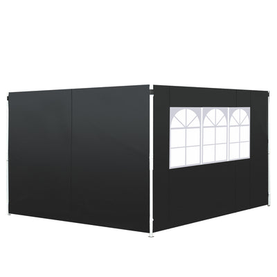 Outsunny 3 Meters Gazebo Replaceable Exchangeable Side Panel Wall Panels Walls With Window, Black 