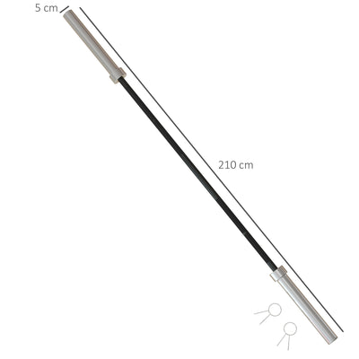 SPORTNOW 210cm Olympic Barbell Bar for 5cm Weight Plates, with Spring Clips, 20kg 