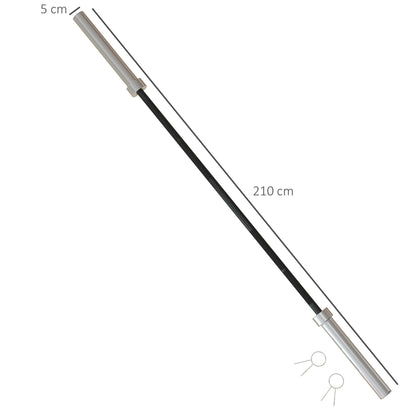 SPORTNOW 210cm Olympic Barbell Bar for 5cm Weight Plates, with Spring Clips, 20kg 