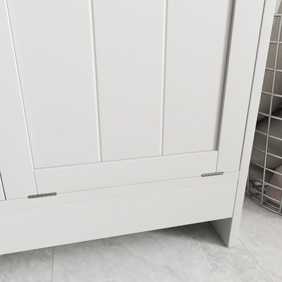 kleankin Double Hamper Laundry Storage Cabinet - White 