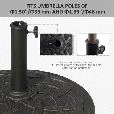 Outsunny 19KG Resin Umbrella Base Garden Parasol Base Stand Round Sun Shade Holder Suitable For Pole Between Φ38mm to Φ48mm 